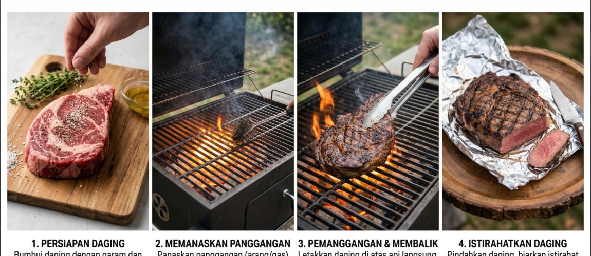 cara memanggang daging yang benar di grill BBQ