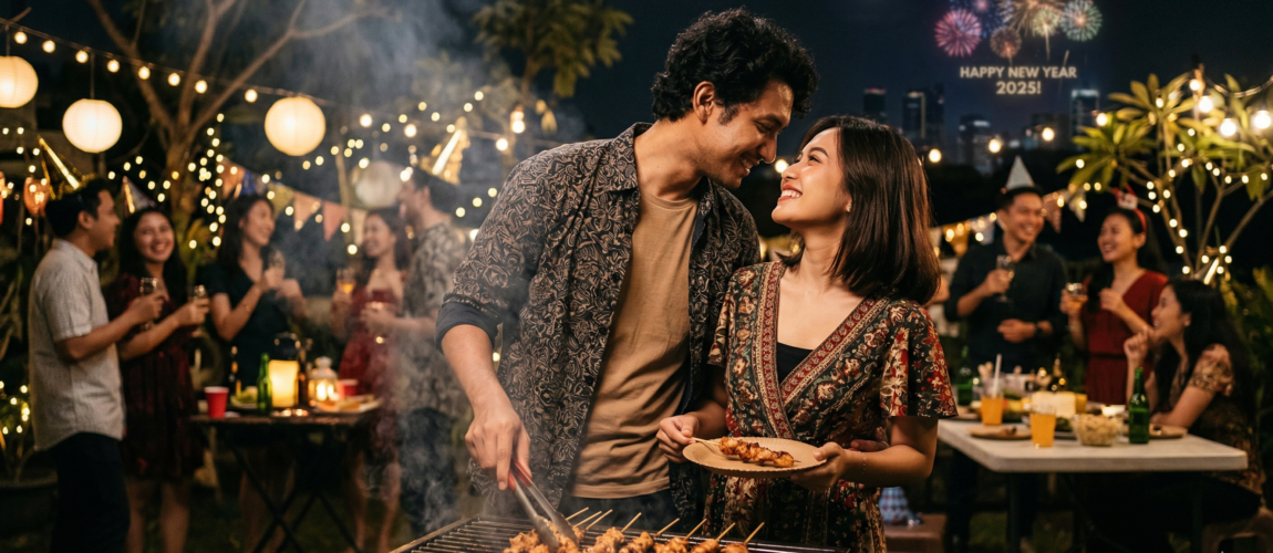 cinta remaja malam tahun baru saat barbeque bersama teman