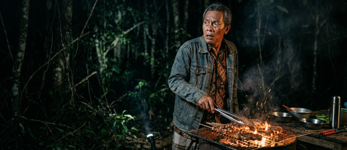 cerita horor di hutan saat memanggang daging malam hari
